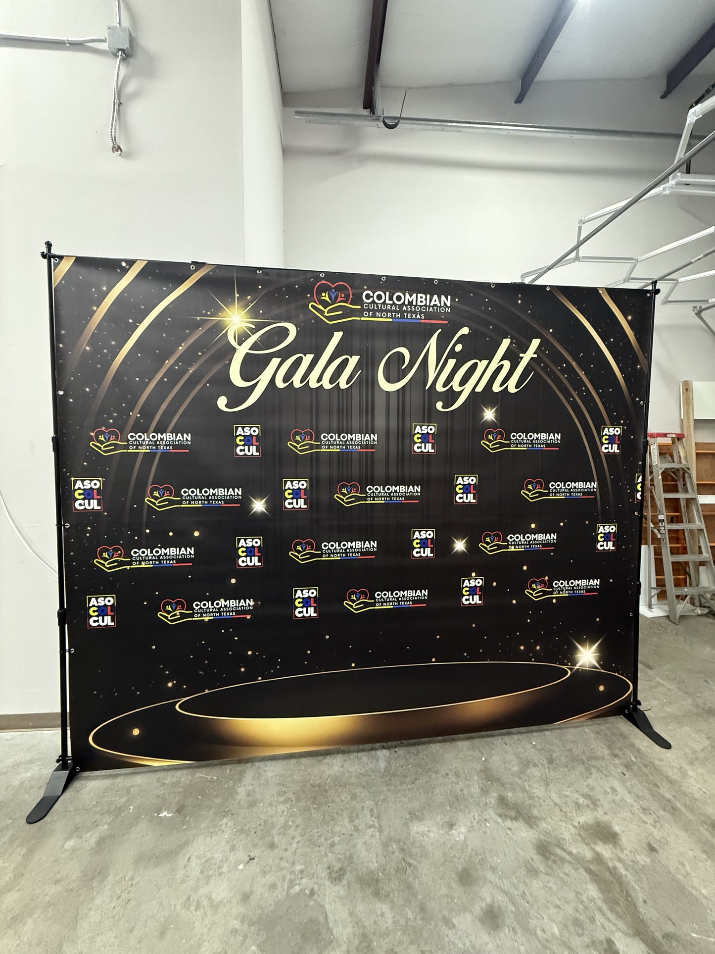 Heavy Duty Backdrop Stand + Custom Vinyl Banner (Multiple Sizes)