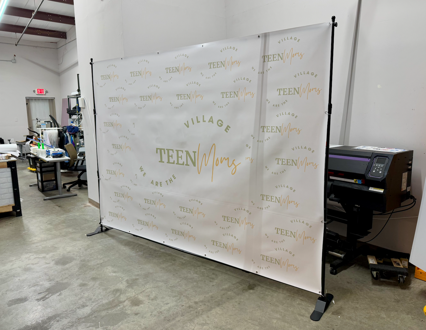 Heavy Duty Backdrop Stand + Custom Vinyl Banner (Multiple Sizes)